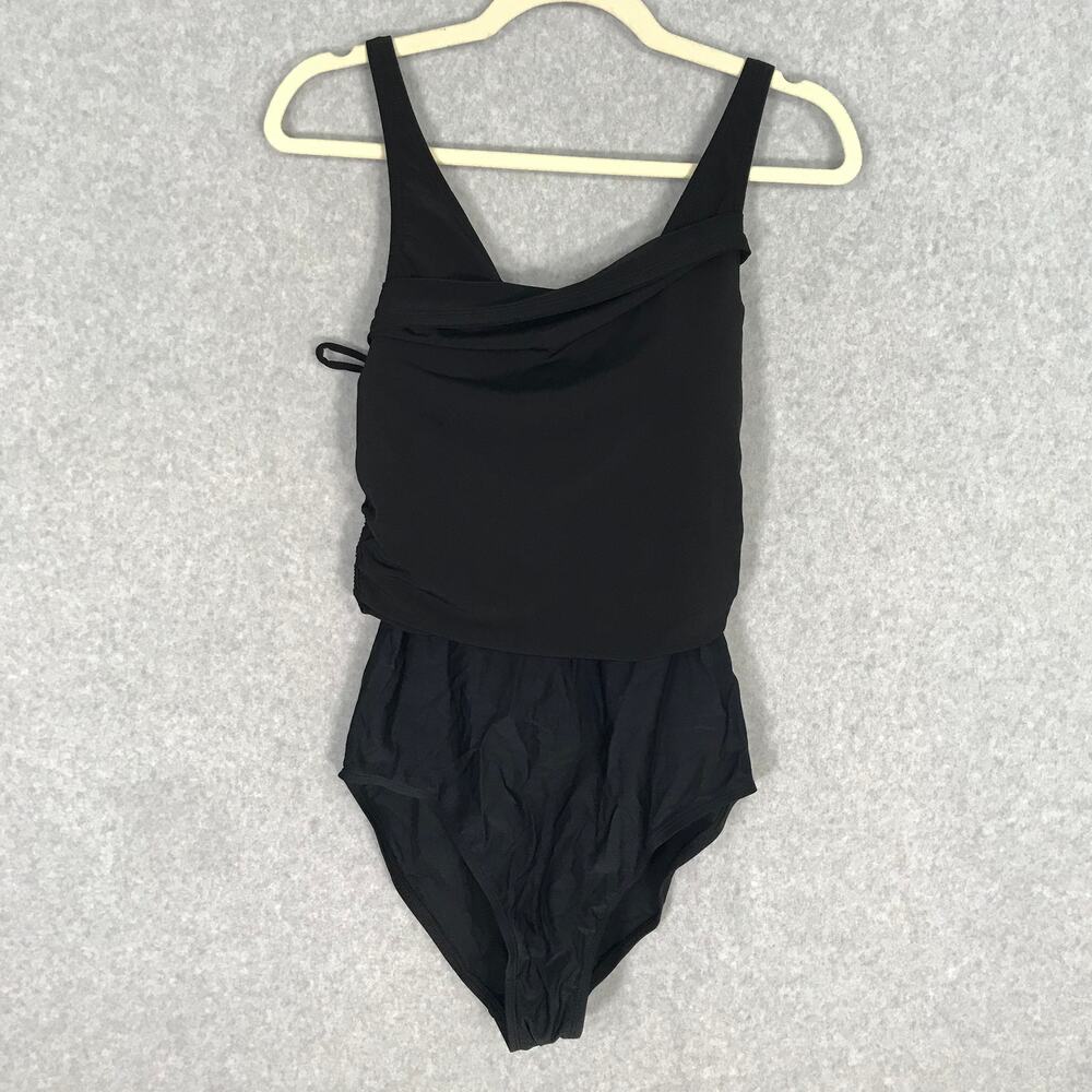 Beyond Control One Piece Swimsuit Sz 12 Swim Dress Ruched Draped Fluid Sculpting - Picture 7 of 16